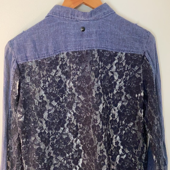 DIESEL soft chambray and lace button up shirt. - Picture 5 of 6